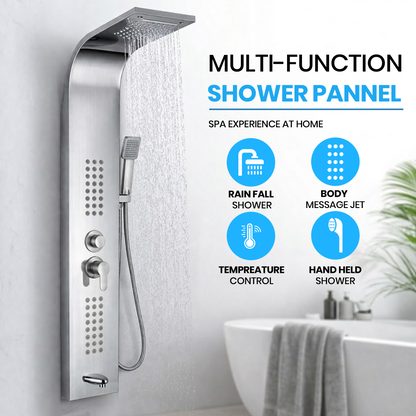 Stainless Steel Shower Panel Tower – Rainfall, Waterfall, Jets, Tub Spout & Hand Shower - image 3