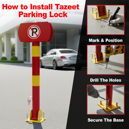 Manual Parking Space Lock 75cm – Yellow Ground-Mounted Car Barrier - image 5