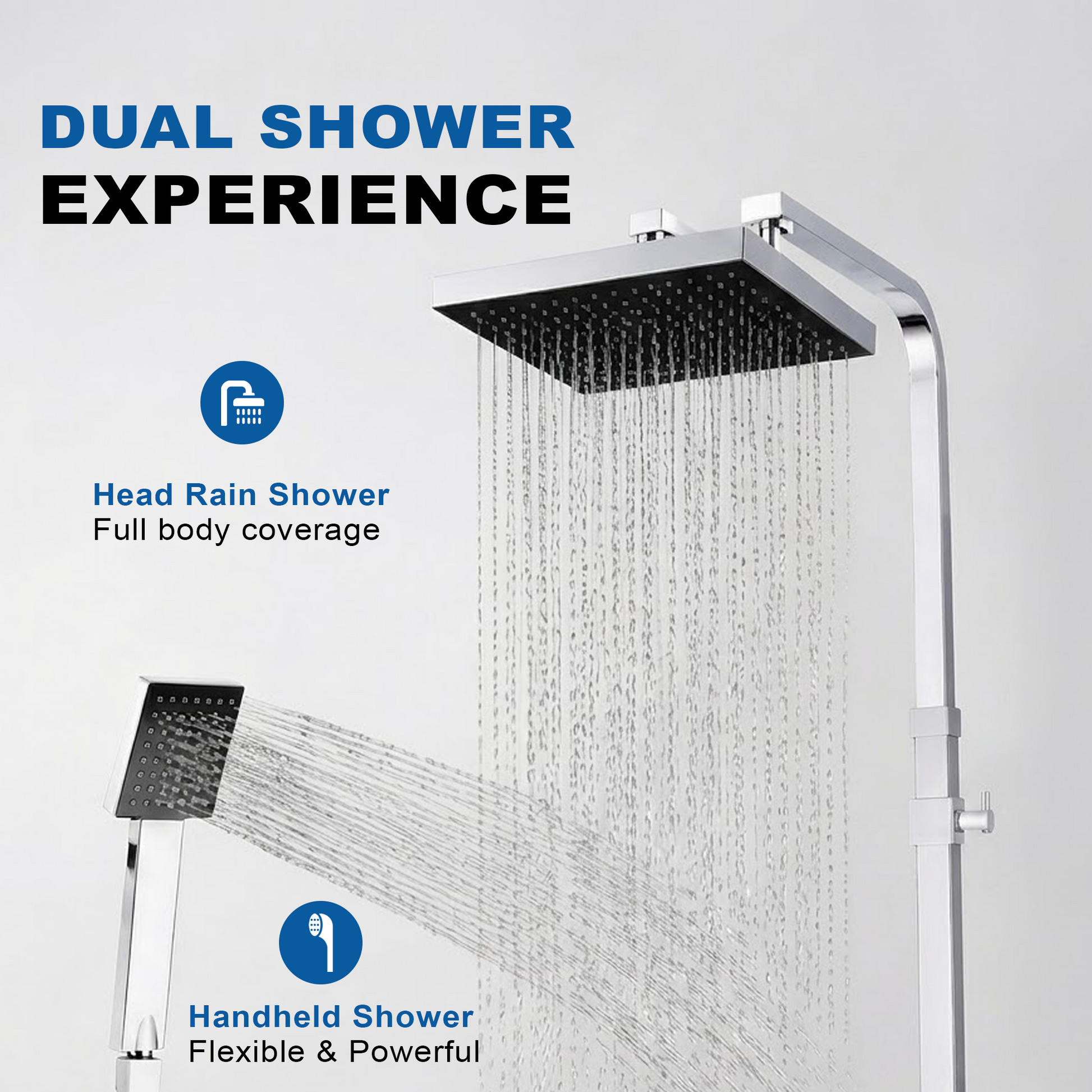 Chrome Bath Shower Mixer Faucet – Wall Mount 8-Inch Shower Head with Hand Shower - image 4