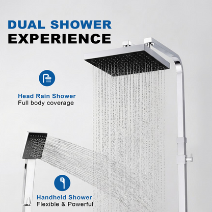 Chrome Bath Shower Mixer Faucet – Wall Mount 8-Inch Shower Head with Hand Shower - image 4
