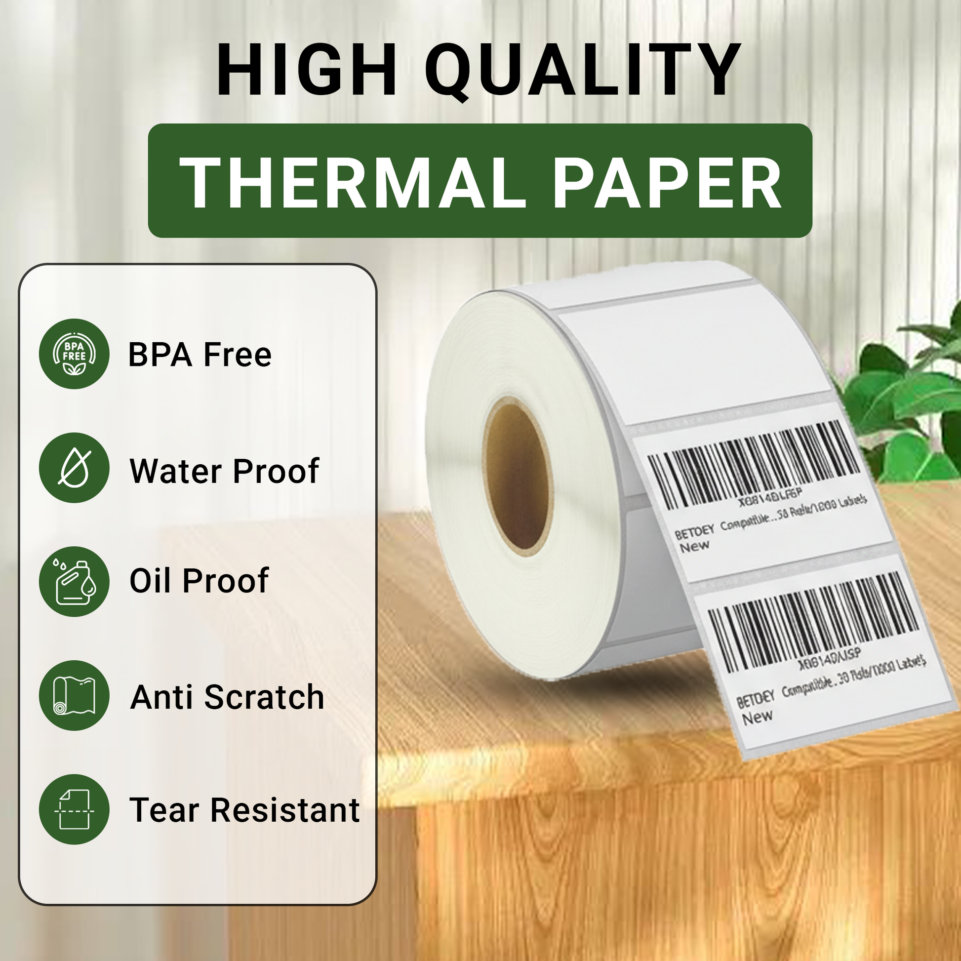 50x30mm Direct Thermal Labels – 4 Rolls / 4000 Waterproof Stickers - alternate view 6