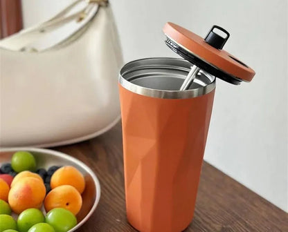 20oz Vacuum Insulated Stainless Steel Travel Mug with Metal Straw - Leakproof, Stylish, and Keep Your Drinks Cold for Hours - Tazeet.com