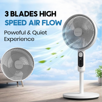 Rechargeable Solar Electric Fan with Solar Panel – 5-Blade Stand Fan - product image 2