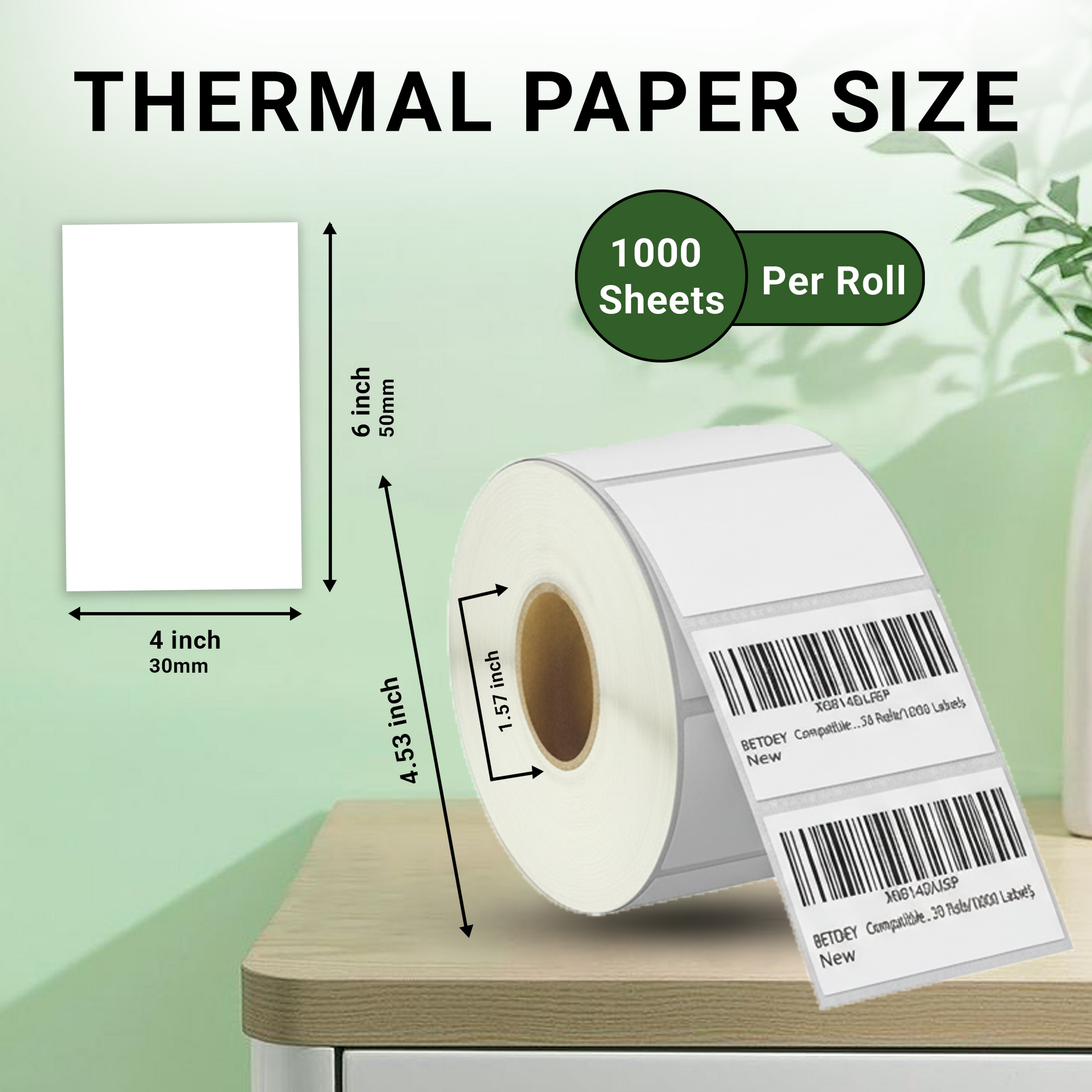 50x30mm Direct Thermal Labels – 4 Rolls / 4000 Waterproof Stickers - alternate view 3