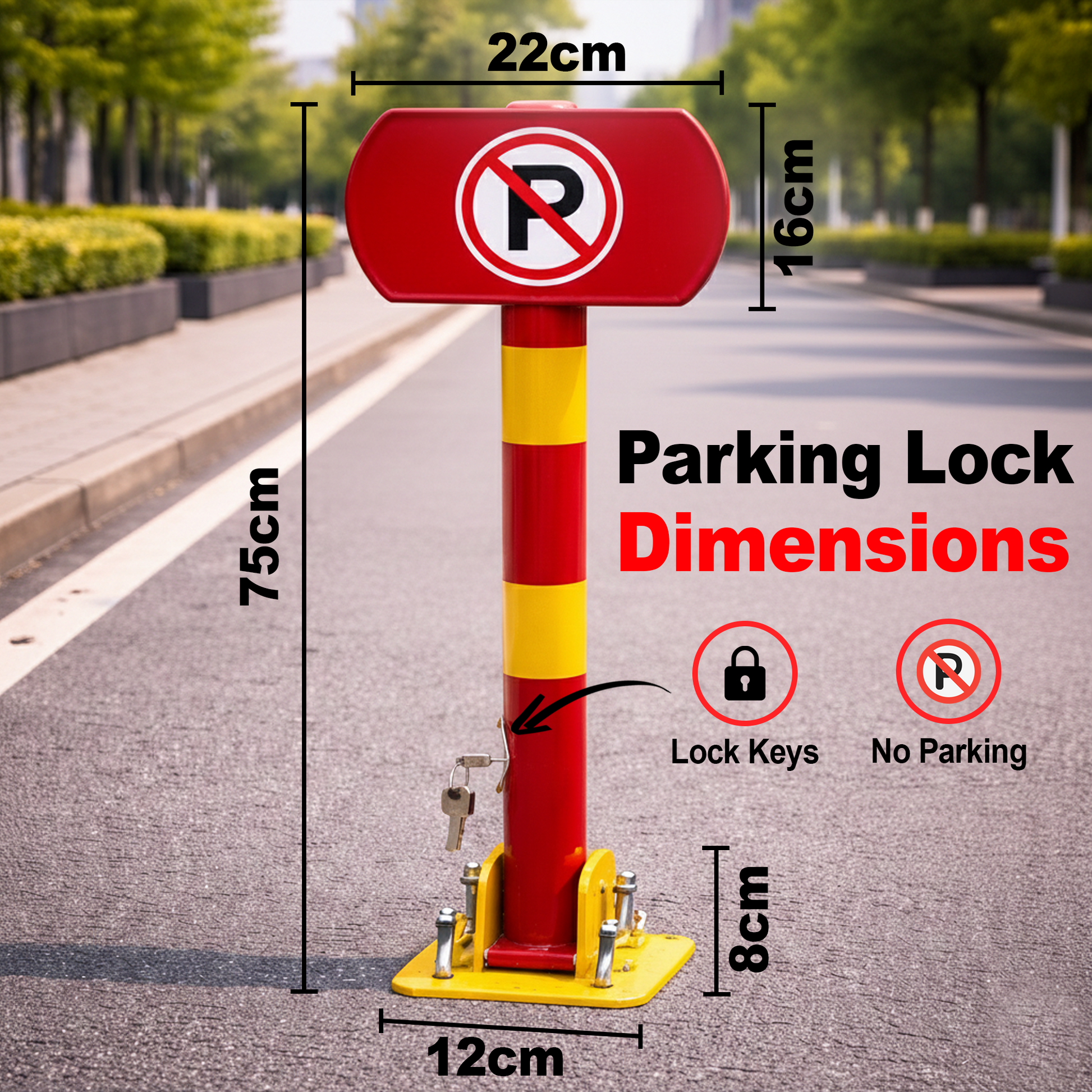 Manual Parking Space Lock 75cm – Yellow Ground-Mounted Car Barrier - image 8