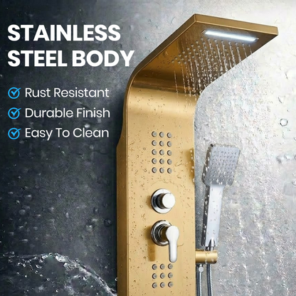 Stainless Steel Shower Panel Tower – Rainfall, Waterfall, Jets, Tub Spout & Hand Shower - image 22
