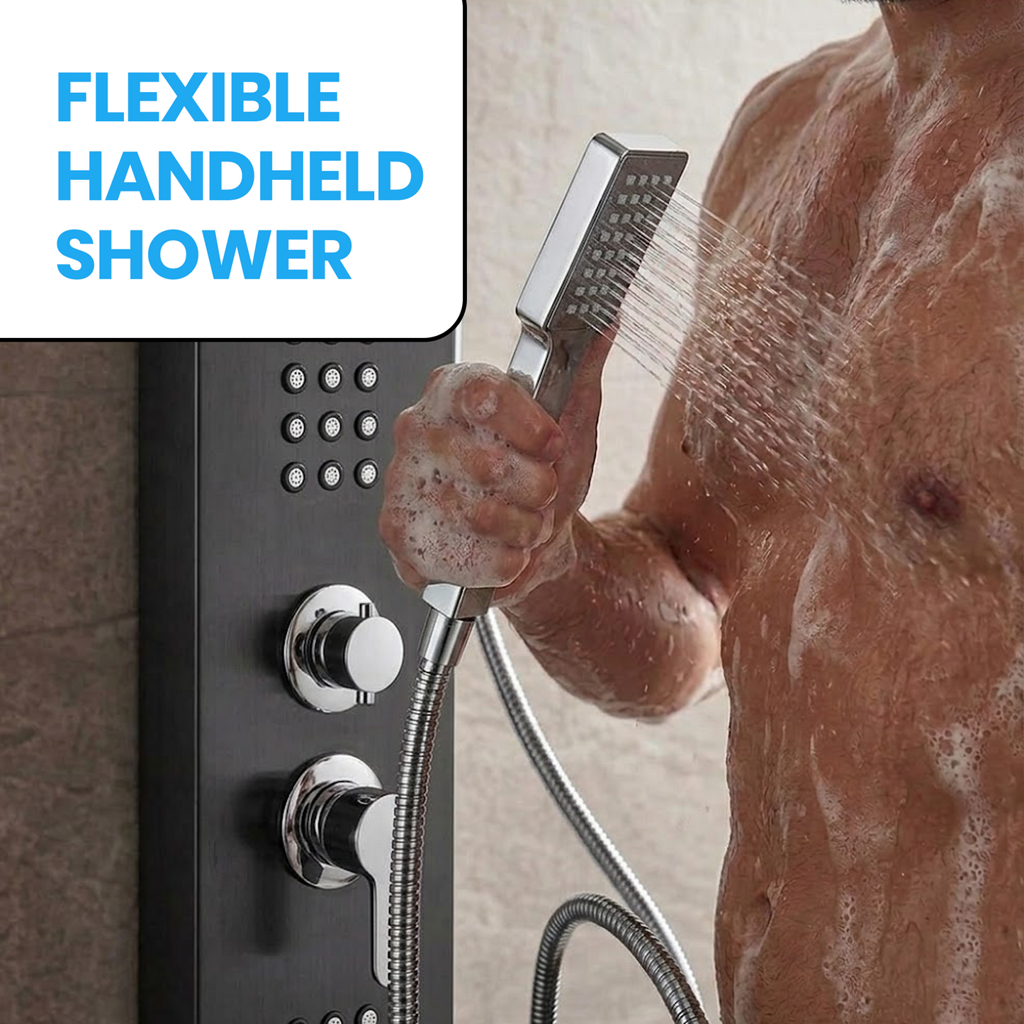 Stainless Steel Shower Panel Tower – Rainfall, Waterfall, Jets, Tub Spout & Hand Shower - image 17