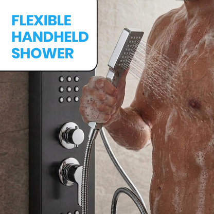 Stainless Steel Shower Panel Tower – Rainfall, Waterfall, Jets, Tub Spout & Hand Shower - image 17