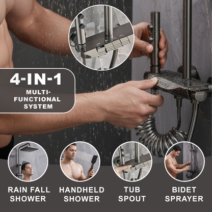 TAZEET Piano Key Thermostatic Shower Set - Rain Head, Hand Shower, Shattaf & Tub Spout - image 20