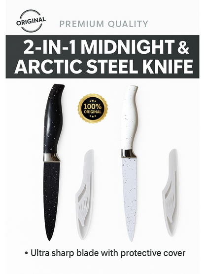 TAZEET Stainless Steel Vegetable & Fruit Knife - Ergonomic White & Black Handle for Kitchen Use