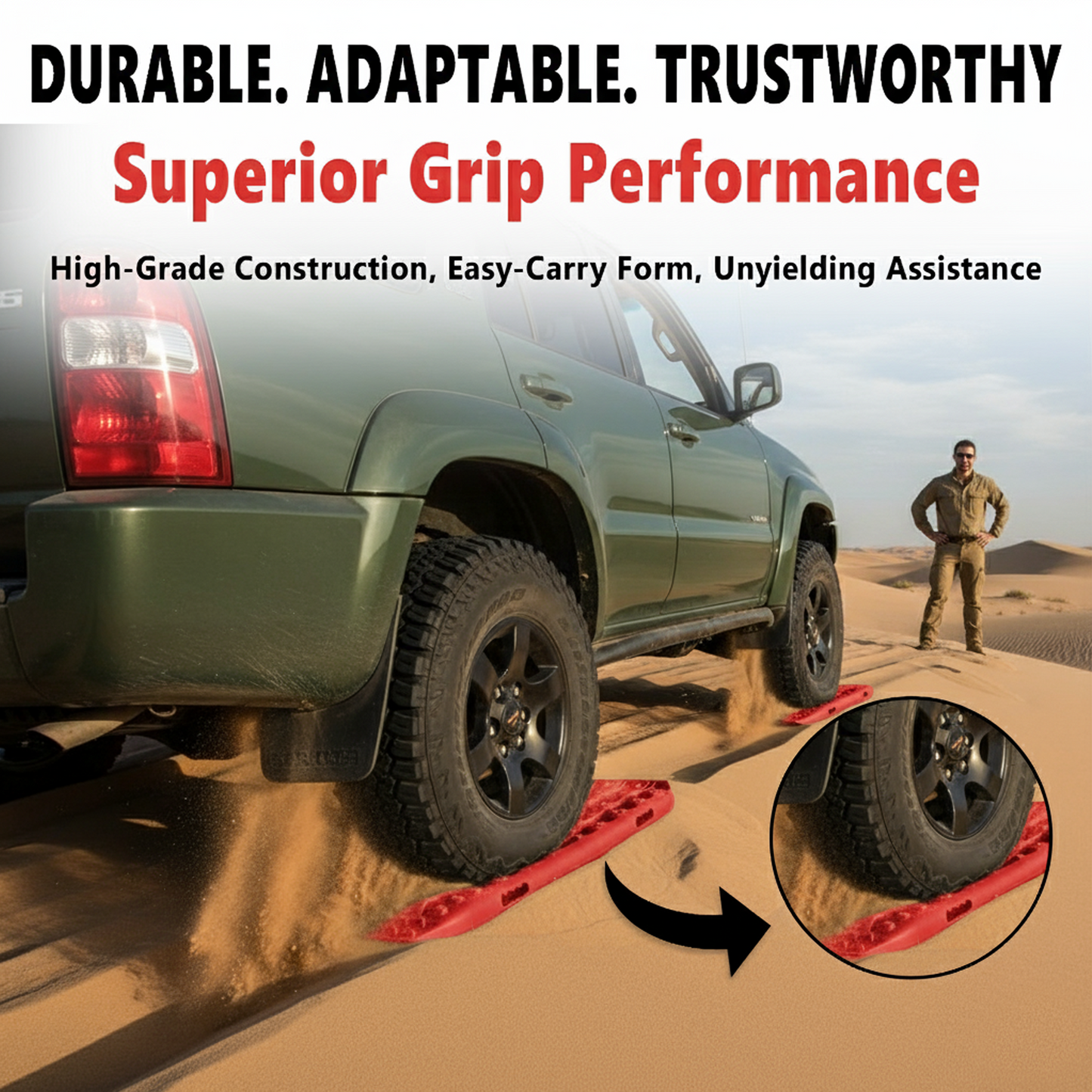 TAZEET 41” Heavy-Duty Recovery Boards (Pair) – 10 Ton Off-Road Traction Tracks for Sand, Desert & Mud – 4x4, SUV & Truck – Heat & UV Resistant UAE Edition