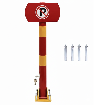 TAZEET Heavy-Duty Manual Parking Space Lock 75cm – Alloy Steel Reserved Parking Barrier with Auto-Lock, 4 Keys & Bolts | Weather Resistant Car Parking Blocker for Home, Office & Commercial Use (Yellow + Black)