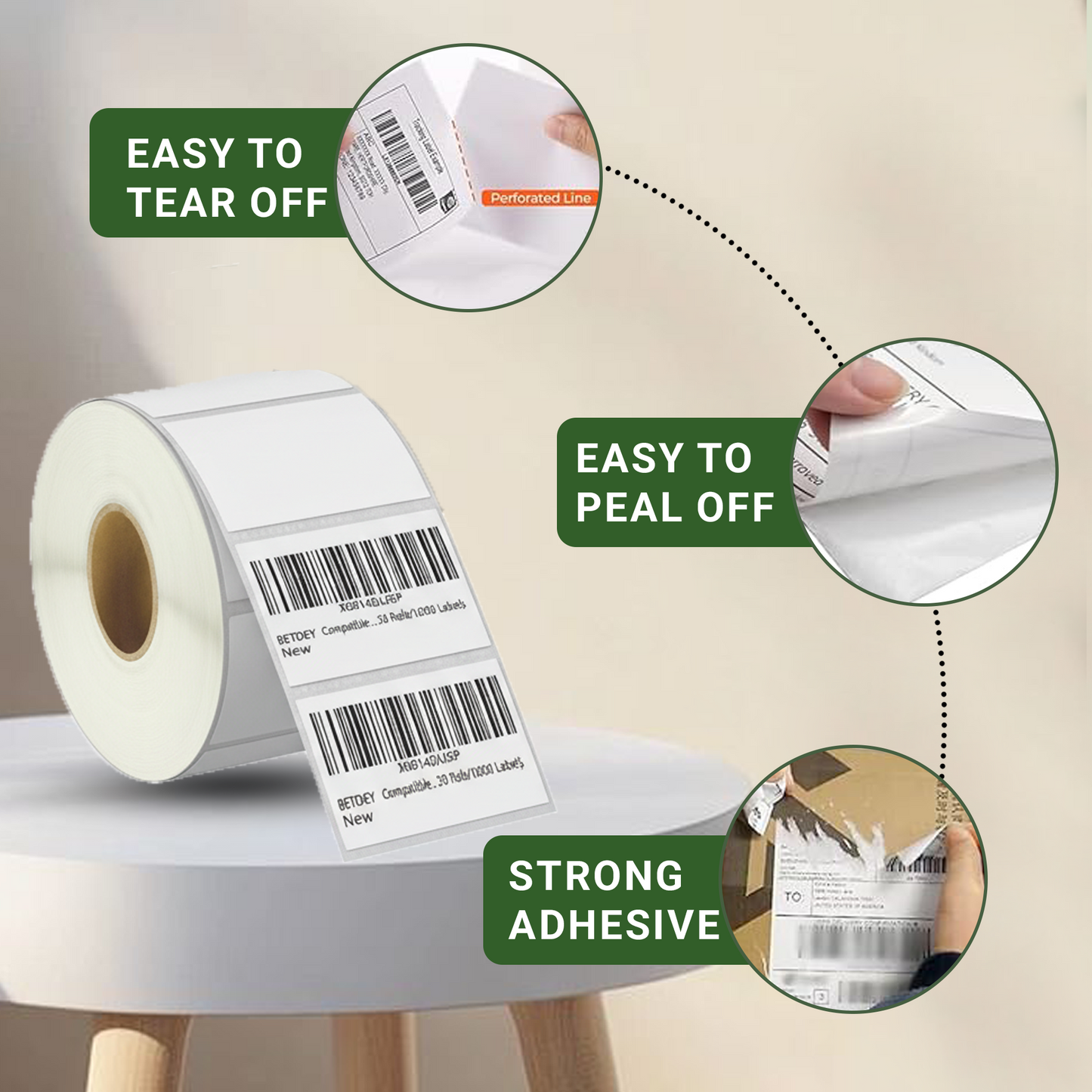 50x30mm Direct Thermal Labels – 4 Rolls / 4000 Waterproof Stickers - alternate view 4