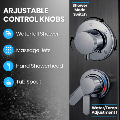Stainless Steel Shower Panel Tower – Rainfall, Waterfall, Jets, Tub Spout & Hand Shower - image 14