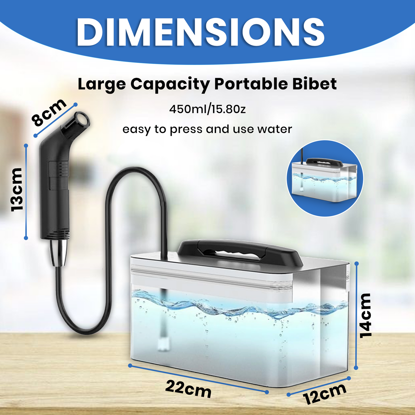 TAZEET Electric Portable Bidet Sprayer 2.3L Rechargeable Handheld Travel Toilet Washer – Personal Hygiene for Women, Baby & Elderly | Portable WC Cleaning (Black)