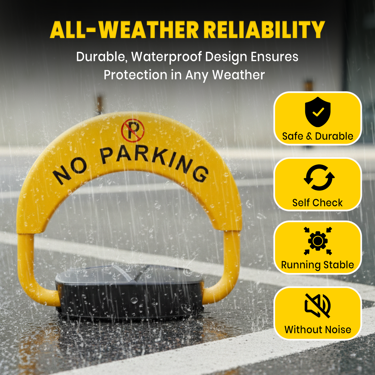 Remote Control Parking Lock with 110dB Alarm – Waterproof Parking Barrier