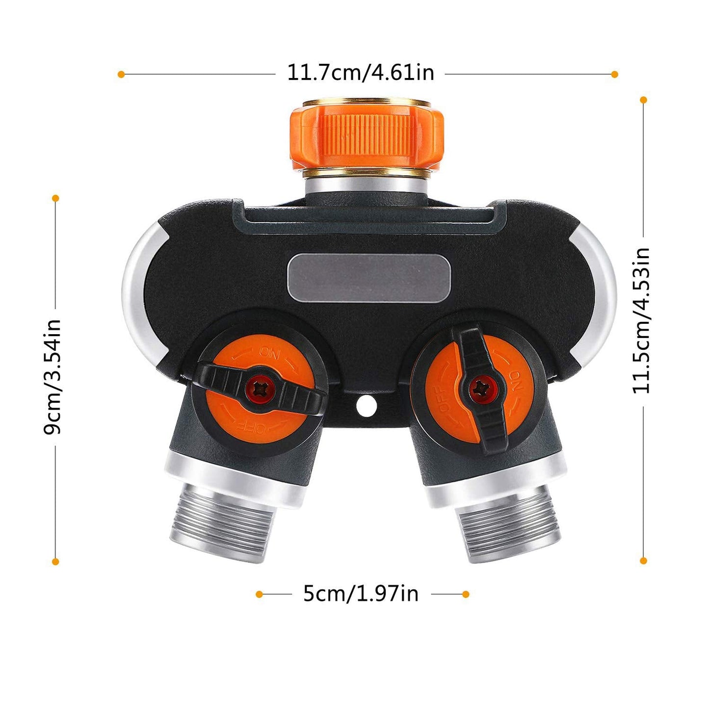 4 Way Garden Hose Splitter - 3/4 Inch Zinc Alloy Tap Connector | Outdoor Utility Hose Splitter with 4 Connectors and Rubber Washers - Tazeet.com