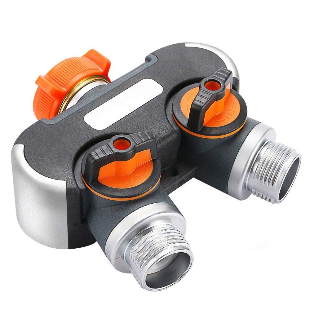 4 Way Garden Hose Splitter - 3/4 Inch Zinc Alloy Tap Connector | Outdoor Utility Hose Splitter with 4 Connectors and Rubber Washers - Tazeet.com