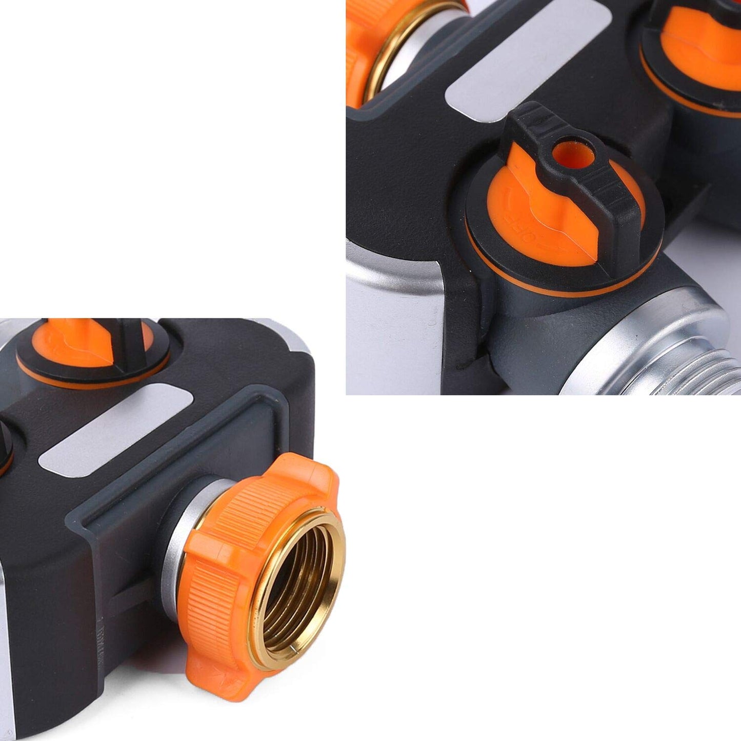 4 Way Garden Hose Splitter - 3/4 Inch Zinc Alloy Tap Connector | Outdoor Utility Hose Splitter with 4 Connectors and Rubber Washers - Tazeet.com