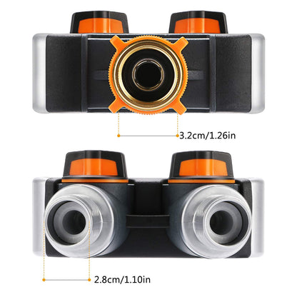 4 Way Garden Hose Splitter - 3/4 Inch Zinc Alloy Tap Connector | Outdoor Utility Hose Splitter with 4 Connectors and Rubber Washers - Tazeet.com