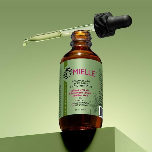 Mielle Organics MIELLE - ROSEMARY MINT, SCALP & HAIR OIL, INFUSED W/BIOTIN & ENCOURGES GROWTH, For daily use, SCALP TREATMENT, SPLIT END CARE & SCALP &STRENGTHENING OIL - Package may vary