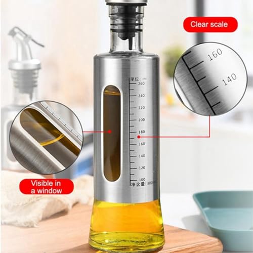 1PCS Stainless Steel Oil Kettle,Multifunctional Oil Kettle Seasoning Storage Dispenser Press Type Leak Proof Vinegar Bottle Sauce Wine Bottle(1)