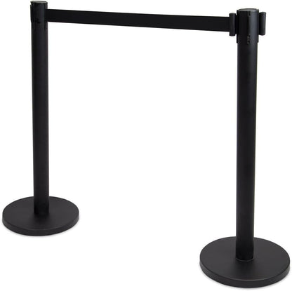 Retractable Queue Barrier Stanchion – 2M Black Belt Crowd Control Post - image 2