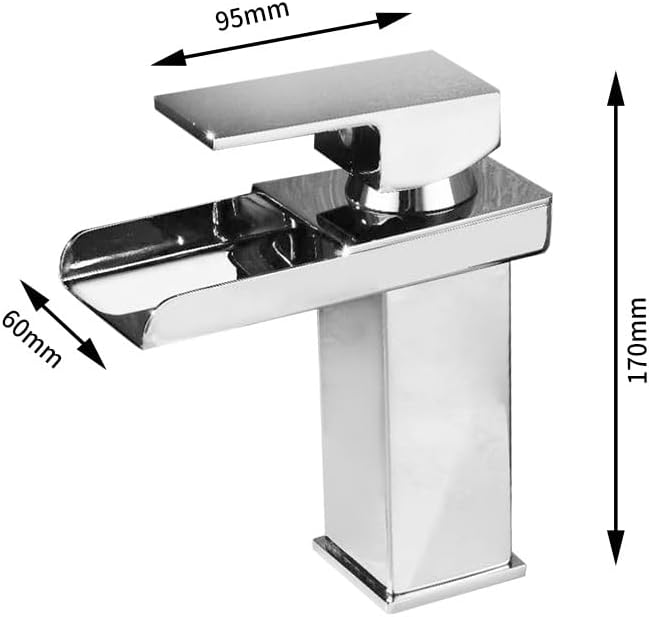 Copper Waterfall Bathroom Faucet – Chrome-Plated Basin Mixer Tap with LED Light - image 3