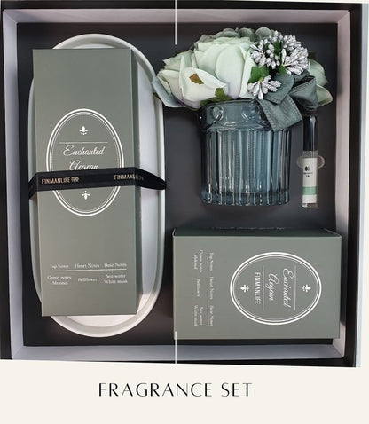 Finmanlife Fragrance Set - Scented Candle, Diffuser Oil, Rose Flower, and Fragrance Spray for Home & Office