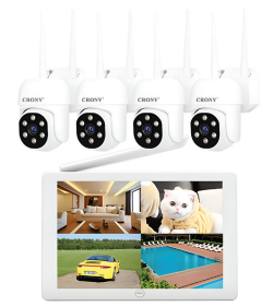 4 Channel Wireless PTZ NVR Kit with 10.1” LCD Display - Model NVS009 | IP66 Waterproof Security System