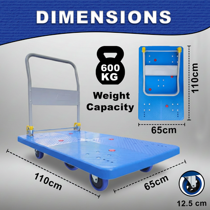 TAZEET Foldable Platform Truck Dolly with Swivel Wheels - Heavy-Duty Moving Hand Truck for Home, Offices, Groceries and Warehouse Use