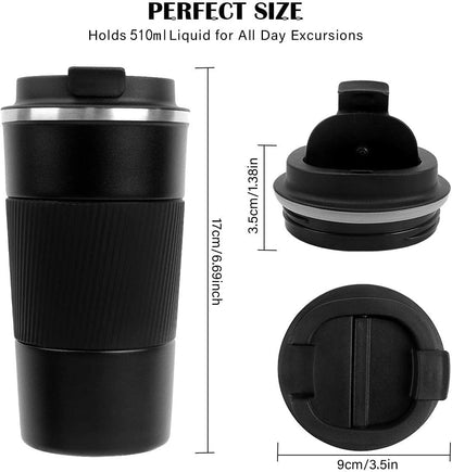 510ml Stainless Steel Coffee Cup - Vacuum Insulated Travel Mug for Home, Office, Outdoor - Keeps Drinks Hot or Cold - Tazeet.com