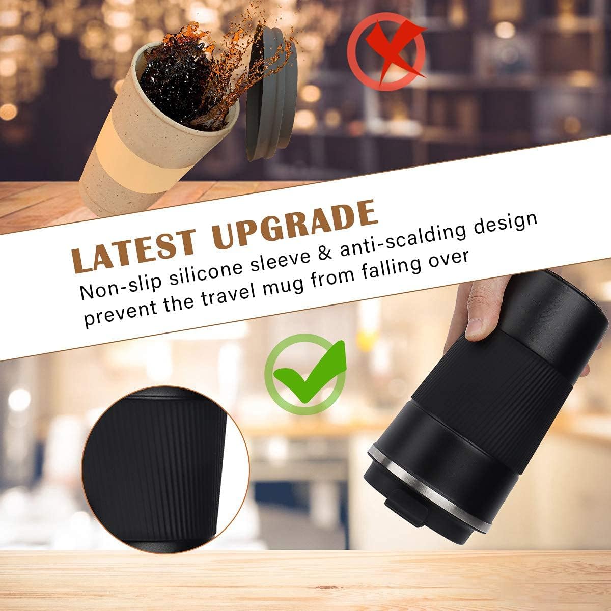 510ml Stainless Steel Coffee Cup - Vacuum Insulated Travel Mug for Home, Office, Outdoor - Keeps Drinks Hot or Cold - Tazeet.com