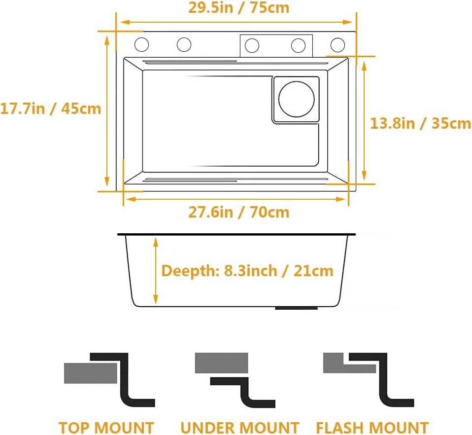 FIVIXIL Kitchen Sink Whale Digital Waterfall Sink with cup washer, soap dispenser, Flying Rain Waterfall Dispenser, Counter Controls, etc Workstation Kitchen Sink