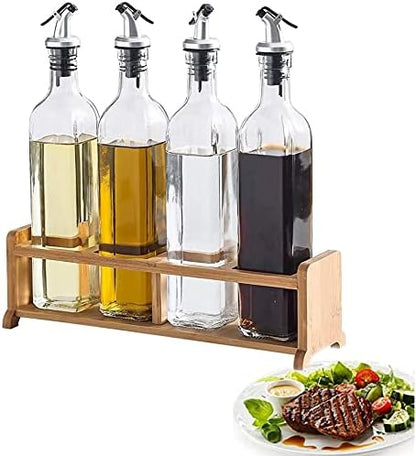 Oil Can Olive Or Vinegar Bottle Anti-Leakage, Oil & Vinegar Bottle Dispenser Glass Olive Oil Bottle Leak-Proof Oil Bottle 500Ml 4 Piece Set, Soy Sauce Storage Can