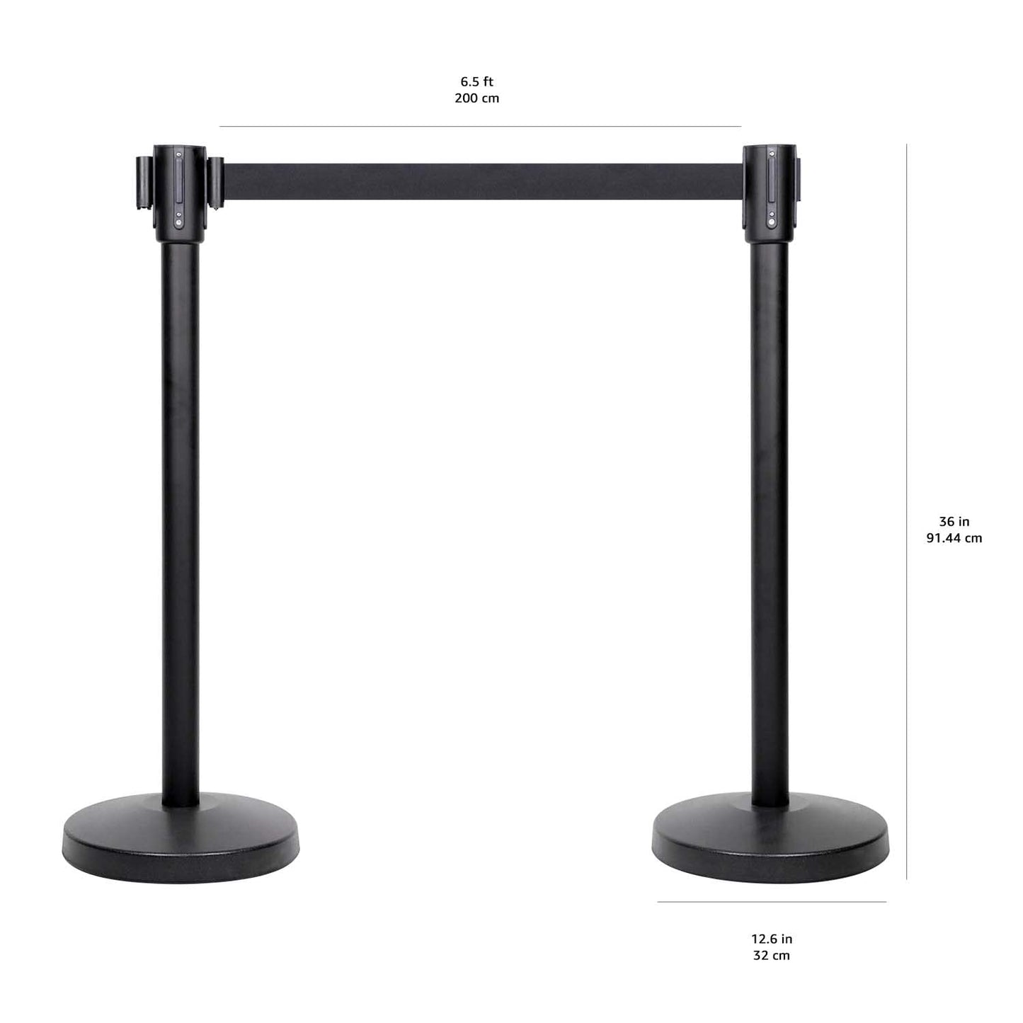 TAZEET Retractable Queue Barrier Stanchion – 2M Black Nylon Belt, 4-Way Steel Crowd Control Post with Heavy Duty Base – 1PC, 2PCS, 4PCS, 6PCS & 8PCS Pack – For Banks, Malls, Airports & Events UAE