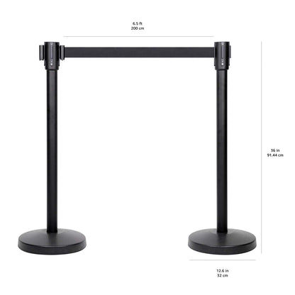 TAZEET Retractable Queue Barrier Stanchion – 2M Black Nylon Belt, 4-Way Steel Crowd Control Post with Heavy Duty Base – 1PC, 2PCS, 4PCS, 6PCS & 8PCS Pack – For Banks, Malls, Airports & Events UAE