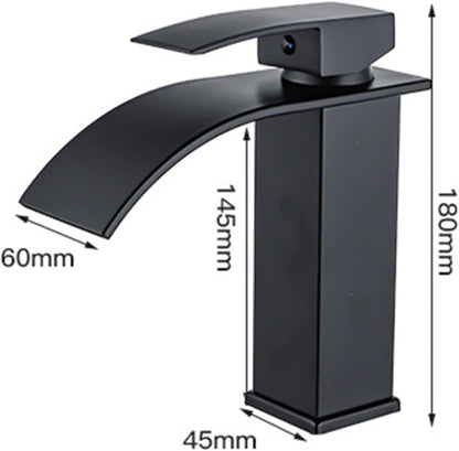 TAZEET Waterfall Bathroom Faucet – Stainless Steel Vanity Sink Faucet, Single Handle Basin Mixer Tap for Hot & Cold Water, Modern Short Design