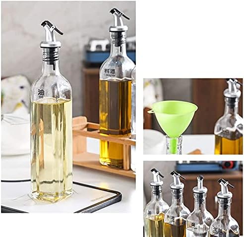 Oil Can Olive Or Vinegar Bottle Anti-Leakage, Oil & Vinegar Bottle Dispenser Glass Olive Oil Bottle Leak-Proof Oil Bottle 500Ml 4 Piece Set, Soy Sauce Storage Can