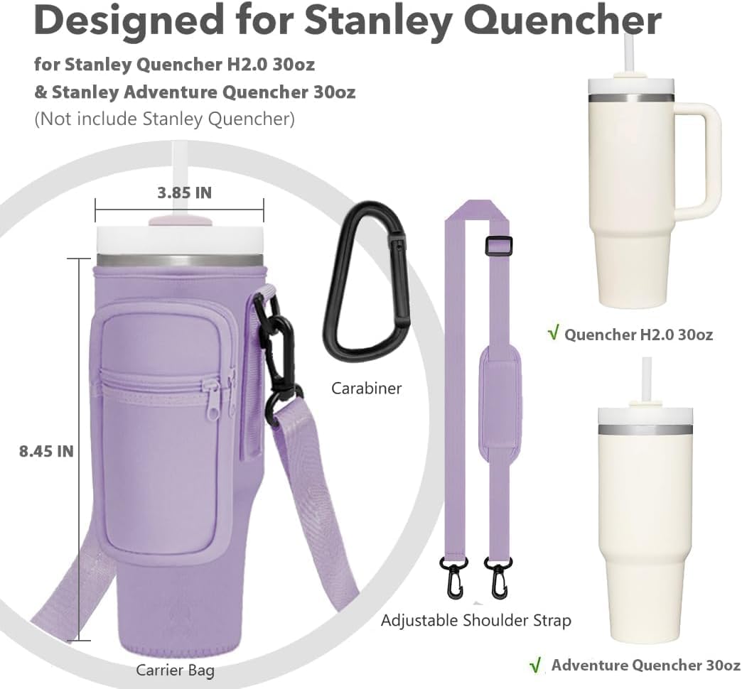 Stanley Mug Bag and Pouch with Adjustable Strap for Stanley 40oz and 30oz Tumbler – Neoprene Tumbler Bag with Phone Pocket, Scratch-Resistant Sleeve, Water Bottle Holder Accessories for Stanley