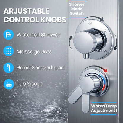 Stainless Steel Shower Panel Tower – Rainfall, Waterfall, Jets, Tub Spout & Hand Shower - image 7