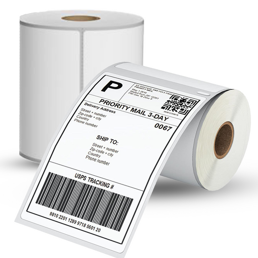TAZEET [2 Rolls, 1000 Labels] 4"x6" (100x150mm) Direct Thermal Shipping Labels Compatible with Zebra, Rollo, Munbyn, Polono Printers – FBA, UPS, USPS, FedEx, DHL – No Ink or Ribbon Required