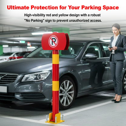 TAZEET Heavy-Duty Manual Parking Space Lock 75cm – Alloy Steel Reserved Parking Barrier with Auto-Lock, 4 Keys & Bolts | Weather Resistant Car Parking Blocker for Home, Office & Commercial Use (Yellow + Black)