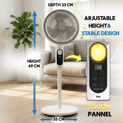 Rechargeable Solar Electric Fan with Solar Panel – 5-Blade Stand Fan - product image 3