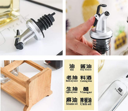 Oil Can Olive Or Vinegar Bottle Anti-Leakage, Oil & Vinegar Bottle Dispenser Glass Olive Oil Bottle Leak-Proof Oil Bottle 500Ml 4 Piece Set, Soy Sauce Storage Can