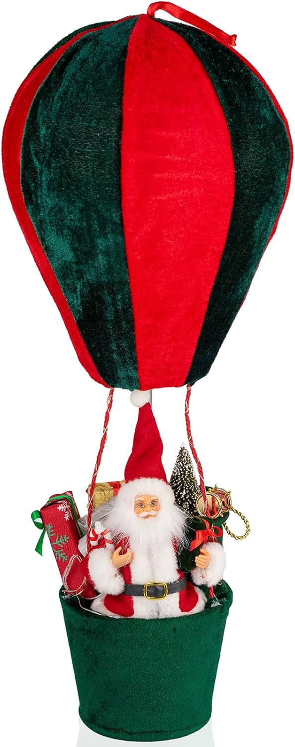 Christmas LED Musical Santa Claus Hot Air Balloon Decoration with Warm Lights & Music – Indoor/Outdoor Hanging Xmas Holiday Decor