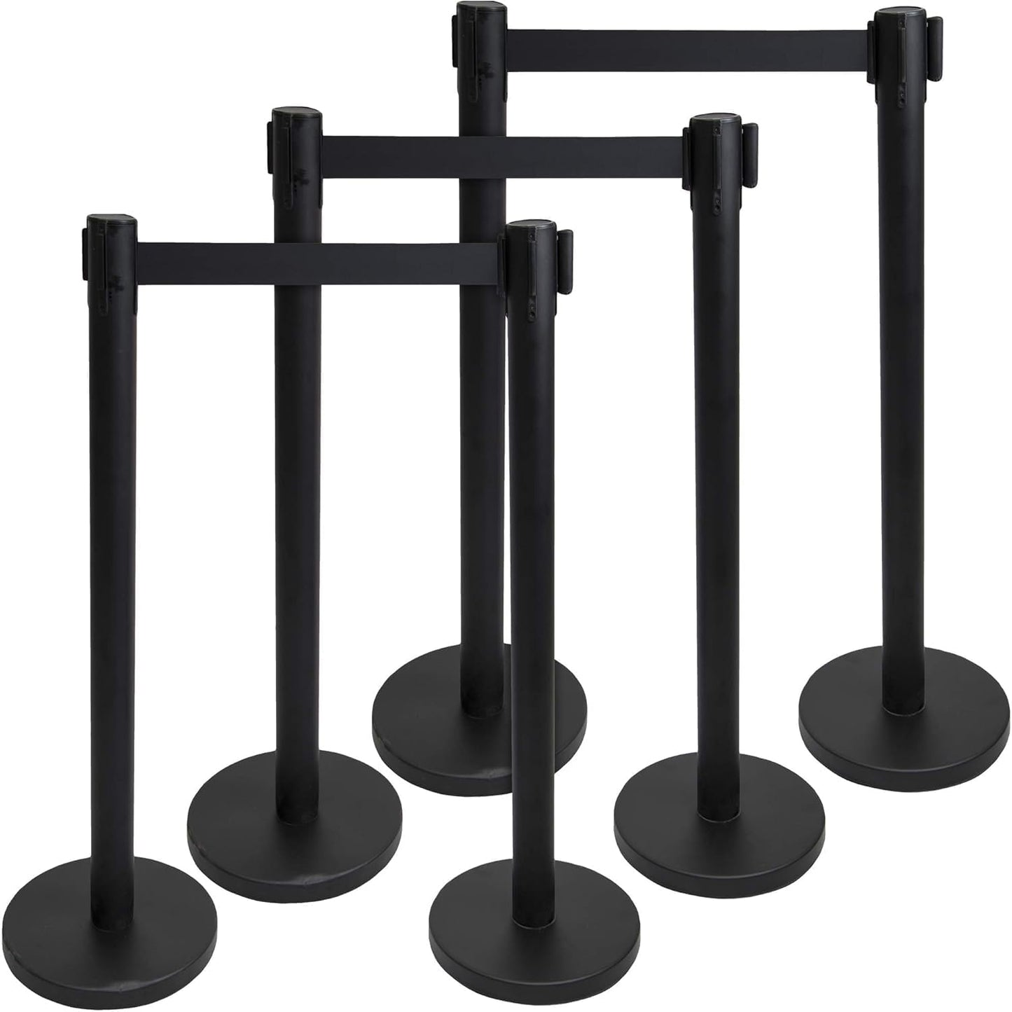 Retractable Queue Barrier Stanchion – 2M Black Belt Crowd Control Post - image 3