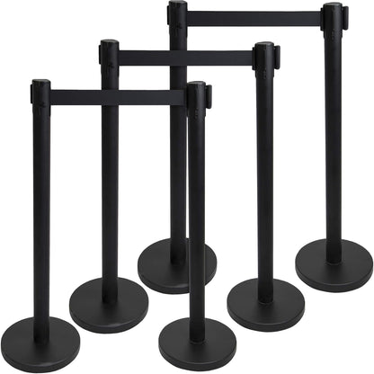 Retractable Queue Barrier Stanchion – 2M Black Belt Crowd Control Post - image 3