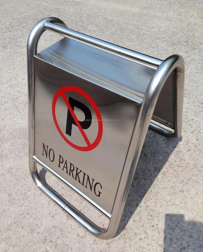 TAZEET A-Shape Stainless Steel No Parking Sign Board – Self-Standing Floor Sign - image 3