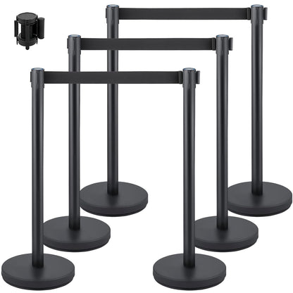 TAZEET Retractable Queue Barrier Stanchion – 2M Black Nylon Belt, 4-Way Steel Crowd Control Post with Heavy Duty Base – 1PC, 2PCS, 4PCS, 6PCS & 8PCS Pack – For Banks, Malls, Airports & Events UAE
